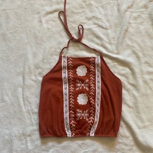 Forever 21 embroidered halter top